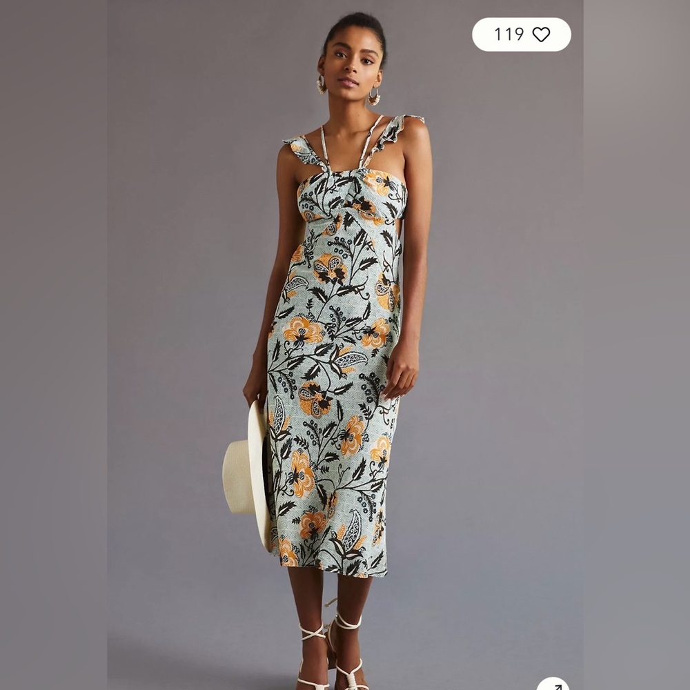 Anthropologie Halter Slim Midi Dress, Size 6